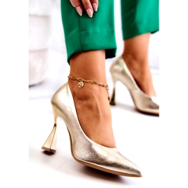 Lewski Shoes Fashionabla Läder Pumps Lewski Skor 3181 Golden gyllene 4