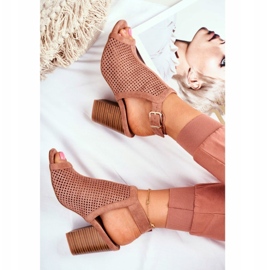 FB1 Kvinnors Openwork -stövlar Peep Toe Pink Paradise brun 4