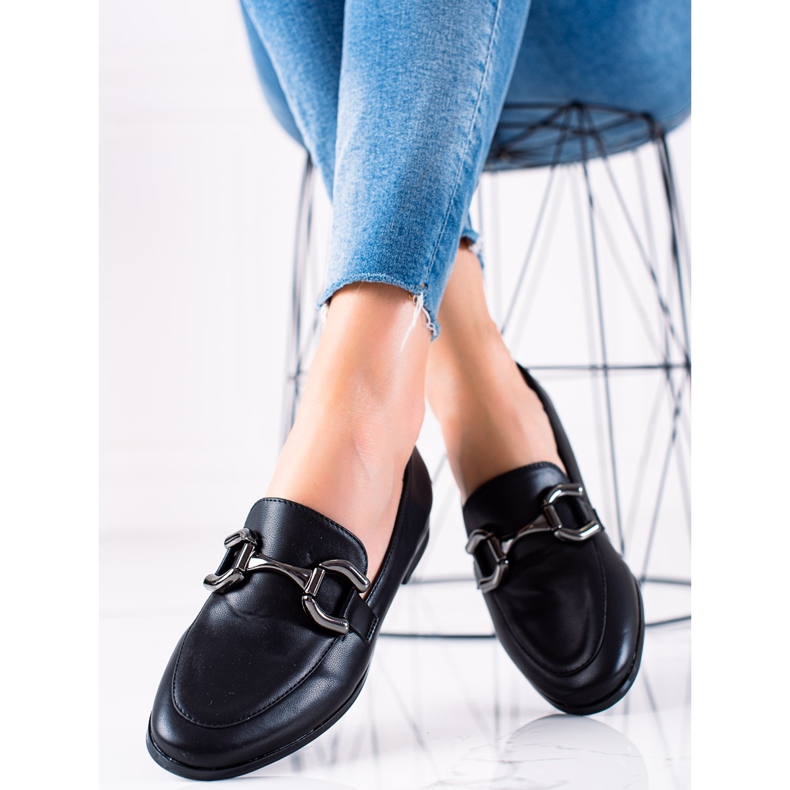 Lovery Klassiska mockasiner med prydnad svart 2