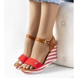 Röda espadrillor på Storey wedge brun 1