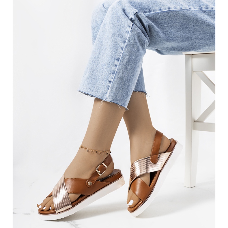 Bruna sandaler med metalliskt Myrtle-inlägg gyllene 1