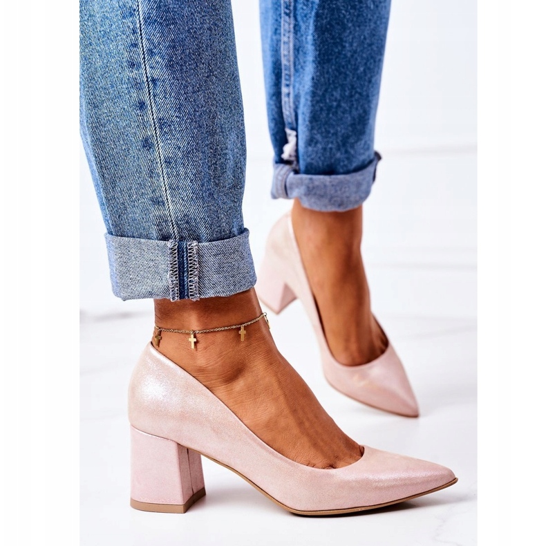 Lewski Shoes Satinpumpar med djurmönster Lewski -skor 2801 Rosa 2