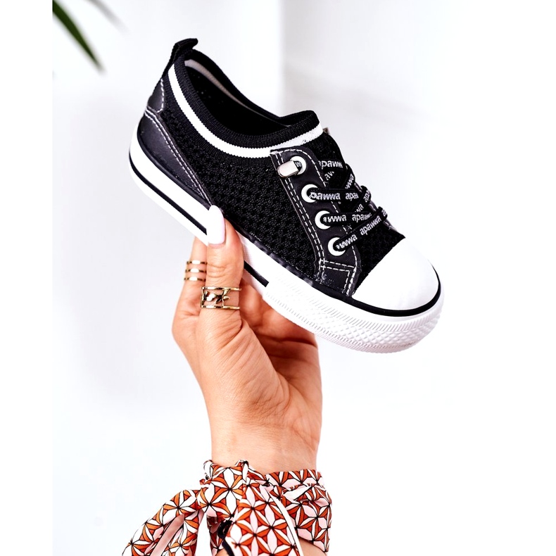 Apawwa Barnens luftiga svarta Kids Club -sneakers 1