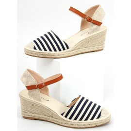 Irma Blårandiga espadrillor beige marinblå 1