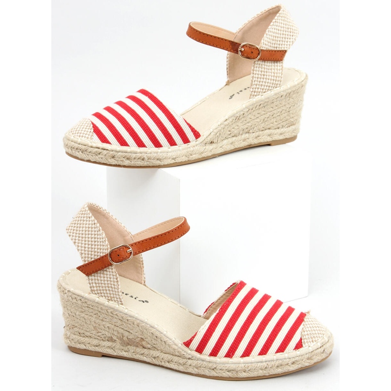 Irma Rödrandiga espadrillor beige 1