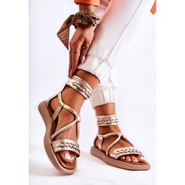 Lädersandaler På Plattformen Maciejka 05559-25 Gyllene 2