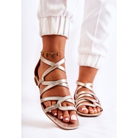 Dam Maciejka 05523-25 ​​lädersandaler guld gyllene 1