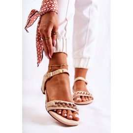 Vinceza Damsandaler i mocka med kedja Beige Norine gyllene 1