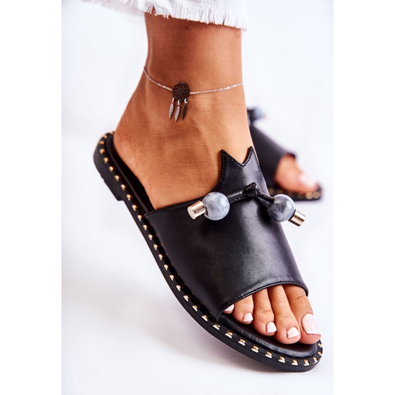 Vinceza Klassiska tofflor för kvinnor med en ögla Svart Cassia 2