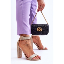 NFR Damsandaler på en högklackad guldglitter Joalice gyllene 2