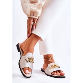 S.Barski Fashionabla tofflor Med En Kedja På En Platt Klack Gyllene Finhet 2