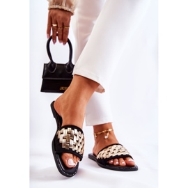 S.Barski Kvinnors Lädertofflor På En Platt Klack Svart Hollis 2