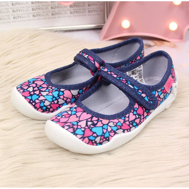 Ballerinatofflor med kardborre Grant Jr. Befado marinblå 2