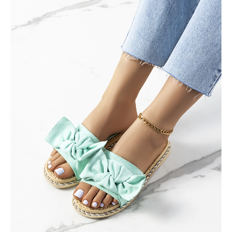 Gröna tofflor med rosett Avi 2