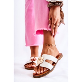 FJ1 Bekväma damtofflor med vit Leila-prydnad 1