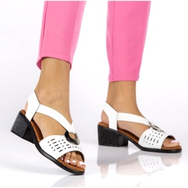 Läder openwork sandaler med filippo ds2308/22 vit dekoration 1