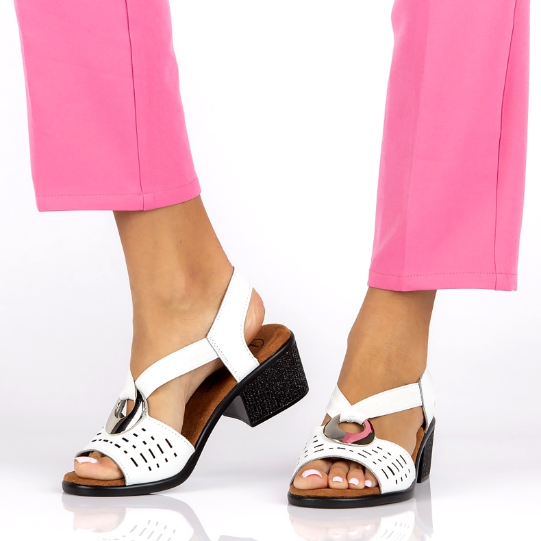 Läder openwork sandaler med filippo ds2308/22 vit dekoration 6