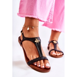 S.Barski Bekväma damsandaler med svart sabrindekoration 1