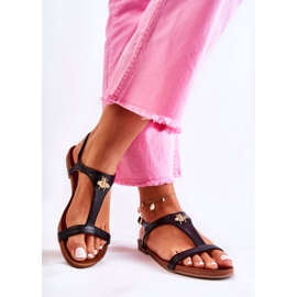 S.Barski Bekväma damsandaler med svart sabrindekoration 2