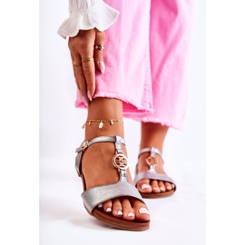 S.Barski Lätta damsandaler med spänne mörksilver Carida 1