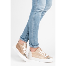 Kylie Knytna sneakers med glitter gul 1