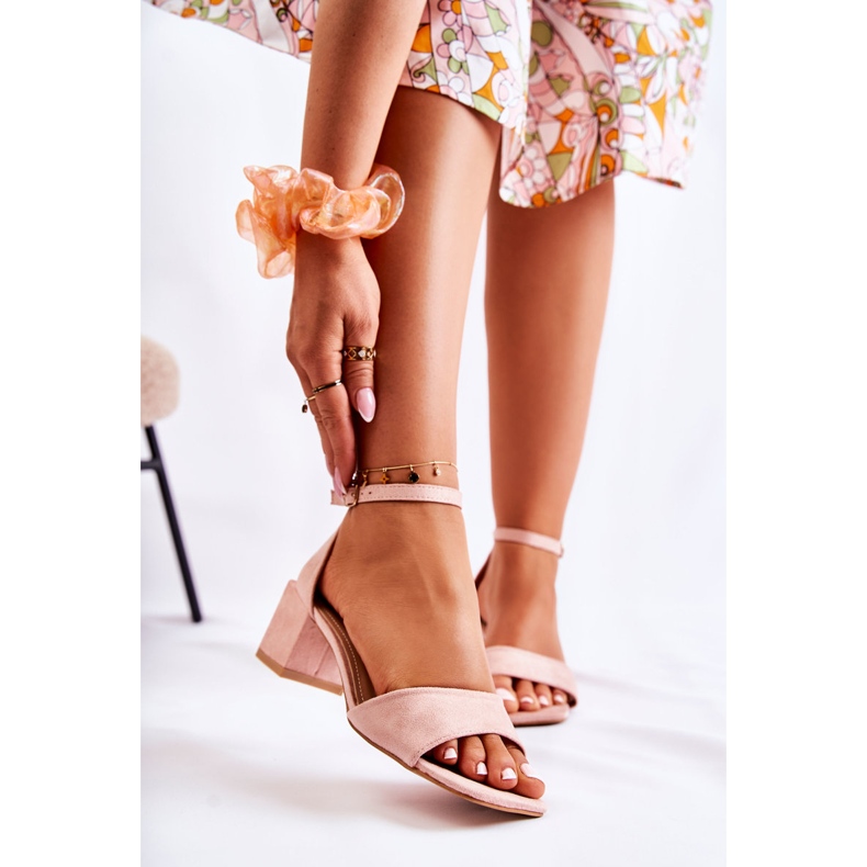 PS1 Damsandaler i mocka på hög klack Rosa Luciana 1