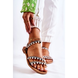 PS1 Bekväma damsandaler med ornament Svart Nell 1