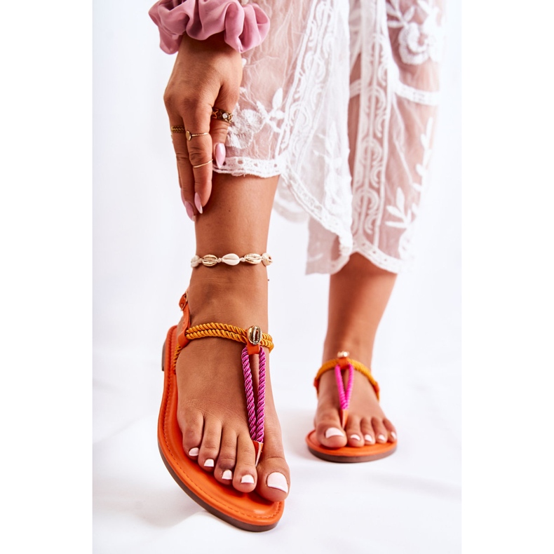 FL1 Damsandaler Flip Flops med ett skal Orange Candell 1