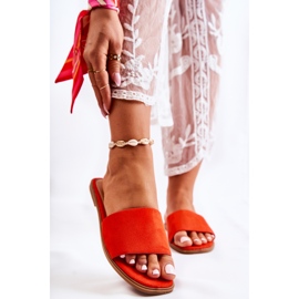 FL1 Klassiska tofflor för kvinnor Slät röd Narsis 1