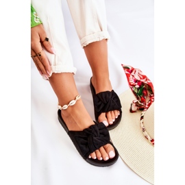 PE1 Klassiska mockatofflor med rosett Svart Hayle 1