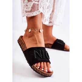 PE1 Klassiska mockatofflor med pärlstav svart Vayana 2