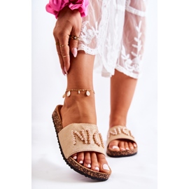 PE1 Klassiska mocka pärlor tofflor Beige Vayana 1