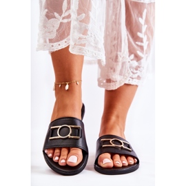 PE1 Klassiska tofflor för kvinnor med svart sherri-dekoration 2