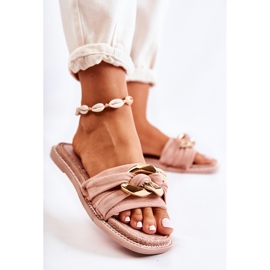 FK1 Mockatofflor med dekorativ kedja Rosa Louie 2