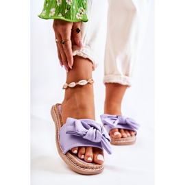 FK1 Kvinnors tofflor med rosett Violett Ginna purpur 1