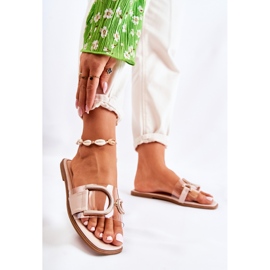 FS1 Fashionabla beige Marsala-tofflor för kvinnor 1