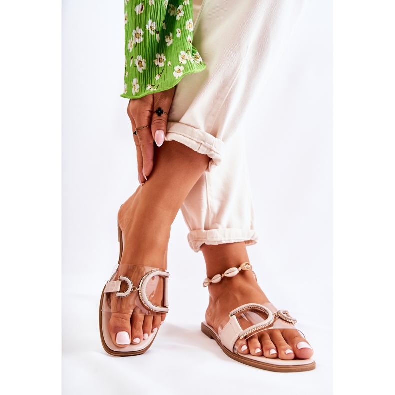 FS1 Fashionabla beige Marsala-tofflor för kvinnor 2