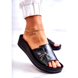 Vinceza Fashionabla kvinnors tofflor med svart Holle-dekoration 3