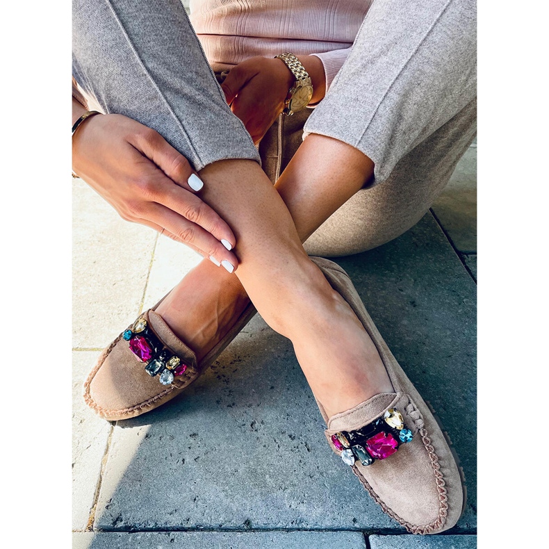 Loafers med Megara Khaki stenar beige 2