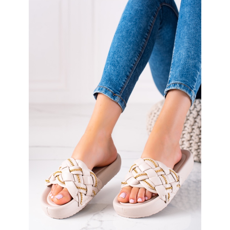 Seastar Snygga tofflor med kedjor beige 1