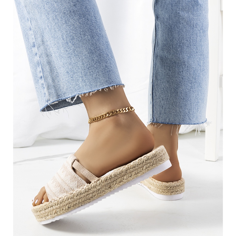 Beiga tofflor på Ana-plattformen beige 1