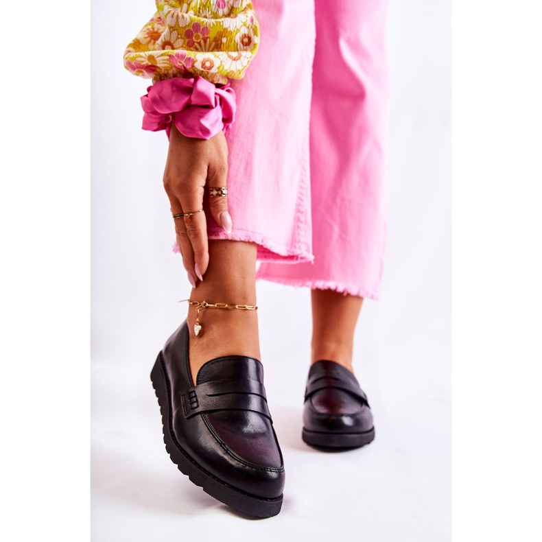 Läder Wedge Loafers La.Fi Svart Alannah 1