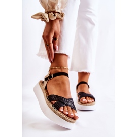 FL1 Kvinnors flätade sandaler på den svarta Selea-plattformen 1