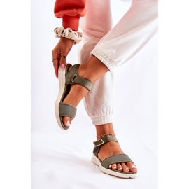 PE1 Bekväma sandaler för kvinnor med kardborre Grön Sidney 2