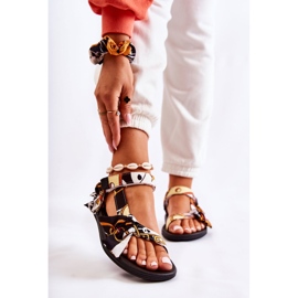 PM1 Damsandaler med kardborre svart Caprisa vit 1