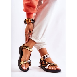 PM1 Damsandaler med kardborre svart Caprisa vit 2