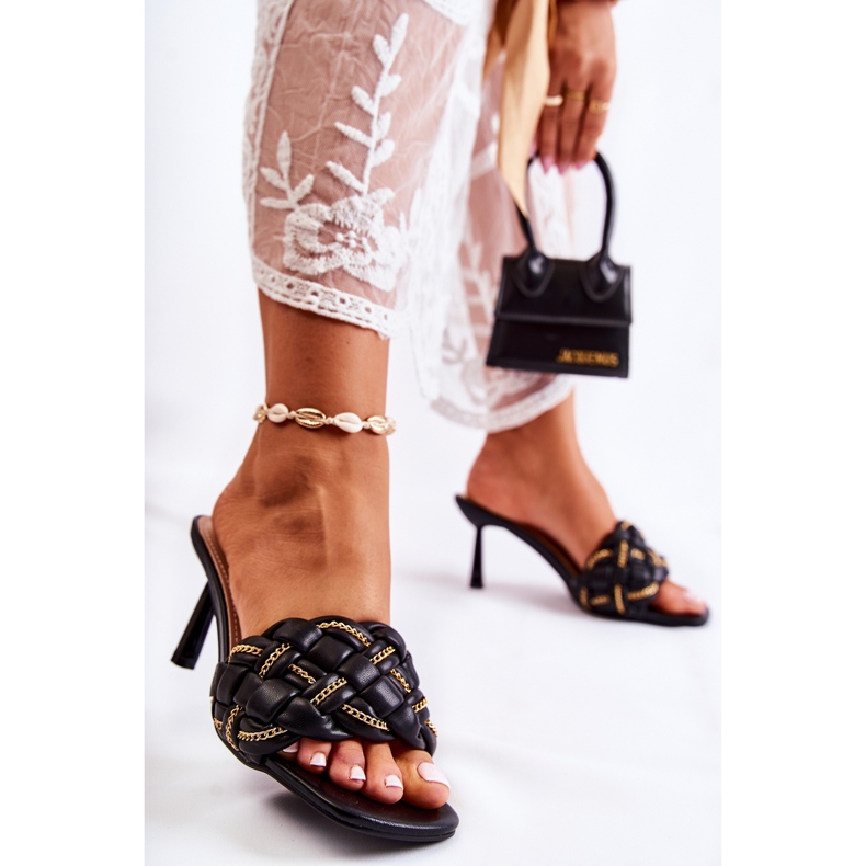 FS1 Svarta tofflor för kvinnor, flätade svarta Sulea 1