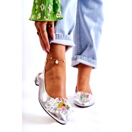 PA2 Läderballerinor på höga klackar med Silver Elena-dekoration silver- 1