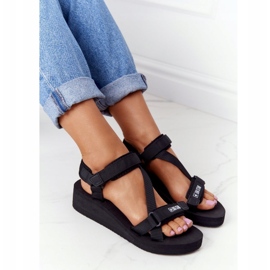 Kvinnors skumsandaler på kil Big Star FF274A349 svart 5