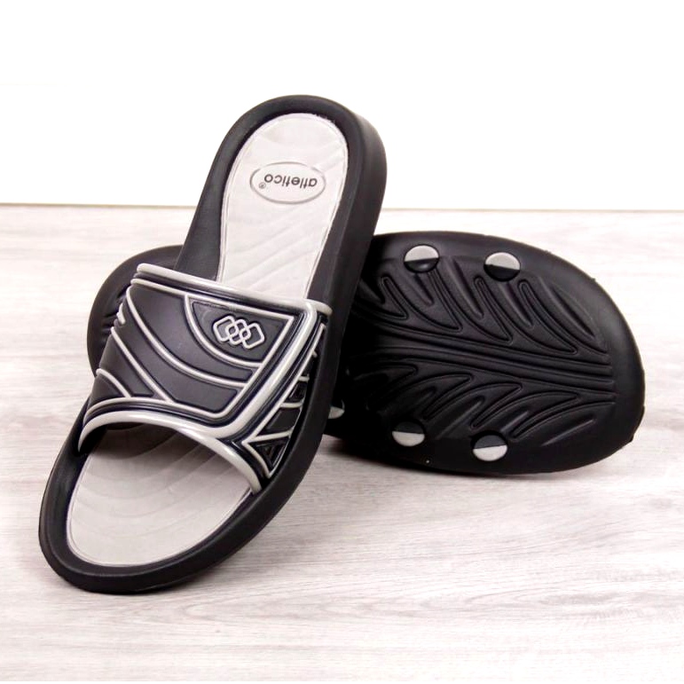 Atletico M ATC207A pooltofflor svarta grå 2